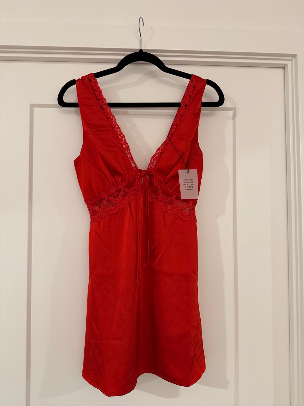 Red Lace-Trim mini dress